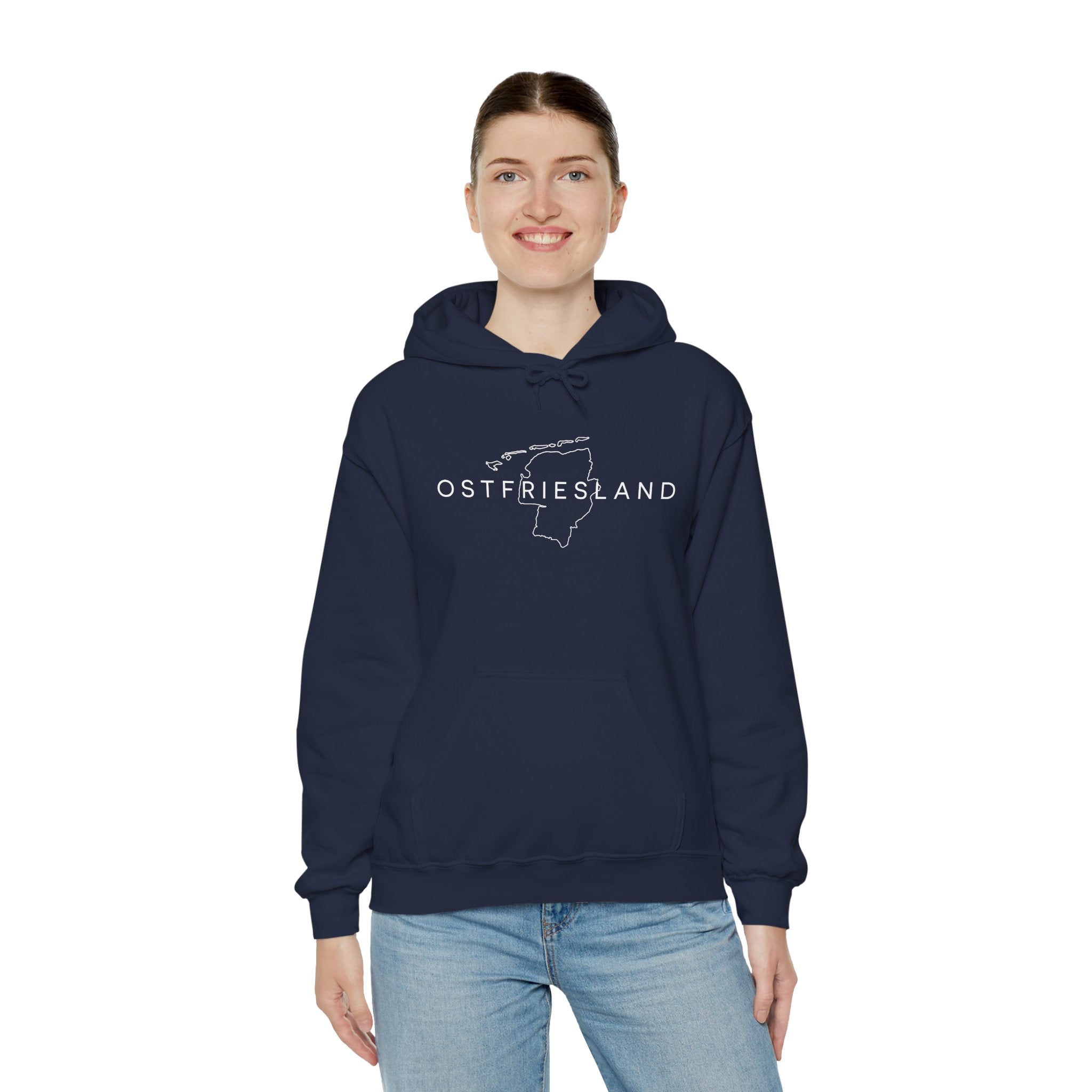 Ostfriesland Karte Hoodie — Minimalistischer Outline Kapuzenpullover