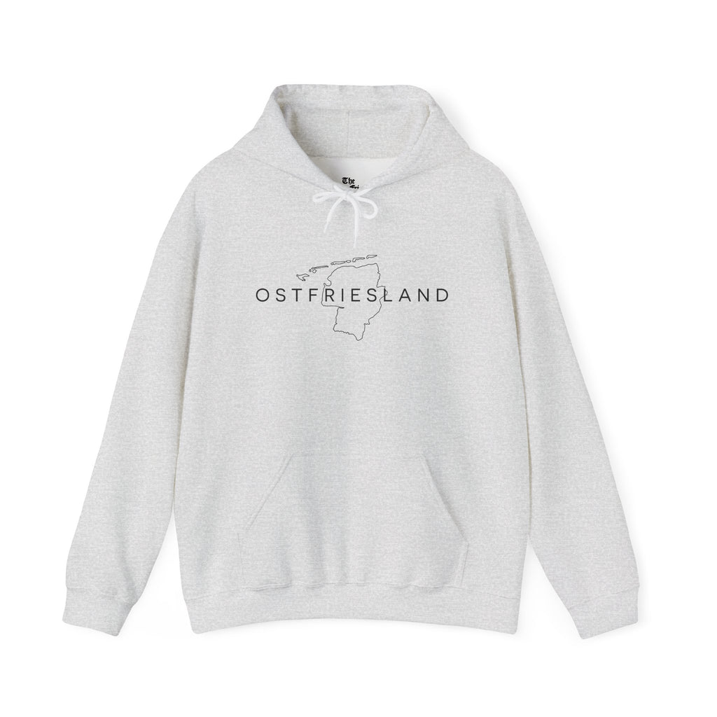 Ostfriesland Karte Hoodie — Minimalistischer Outline Kapuzenpullover